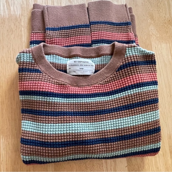REI Co-op Women’s Lg Wallace Lake Waffle striped Sweater Multicolor Long Sleeve - Picture 14 of 14